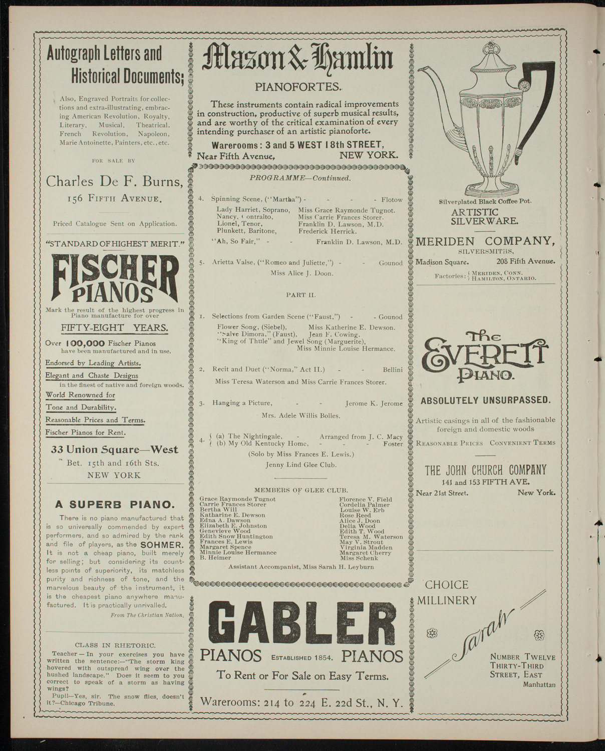 Entertainment Presented by Alice Killin-Keough, January 24, 1899, program page 6