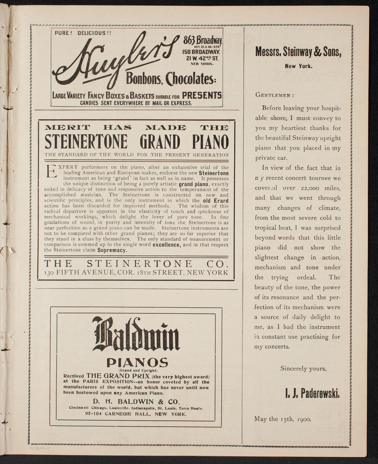 Lilli Lehmann, Soprano, November 8, 1901, program page 7