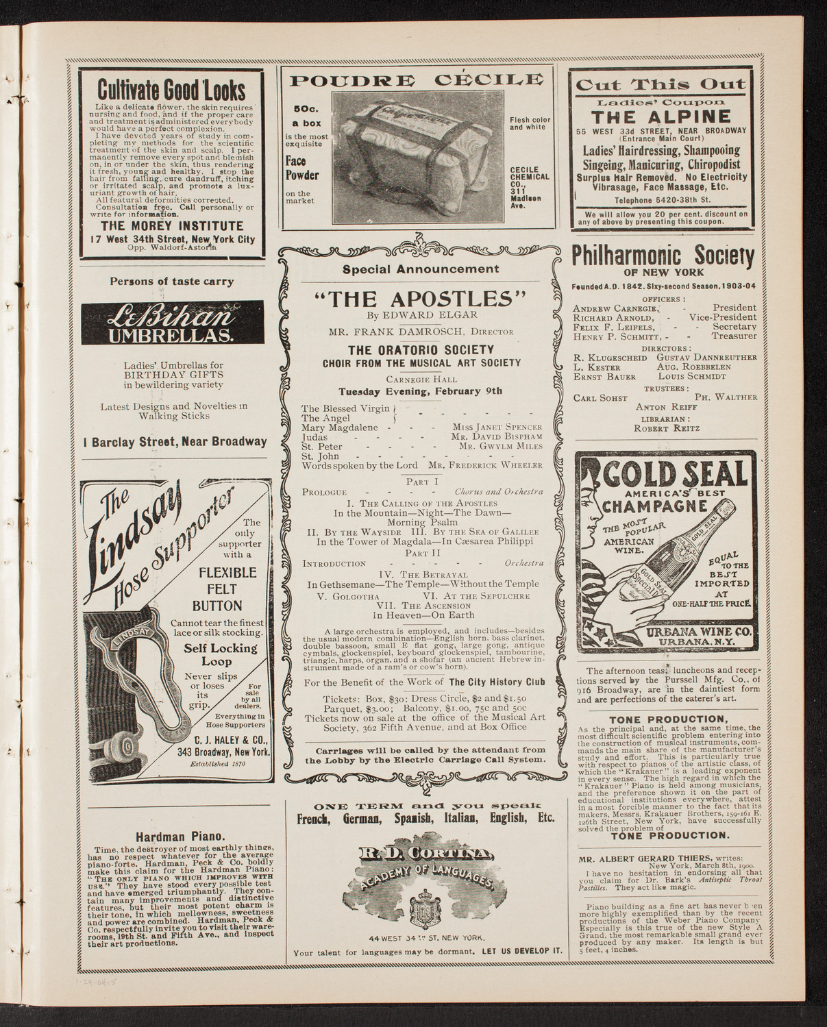 New York Symphony Orchestra, January 24, 1904, program page 9