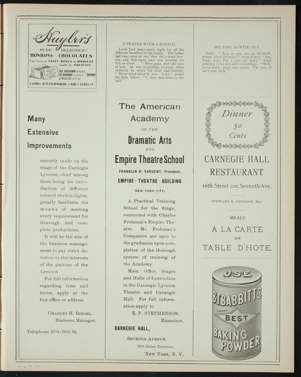 Comparative Literature Society, April 16, 1898, program page 7