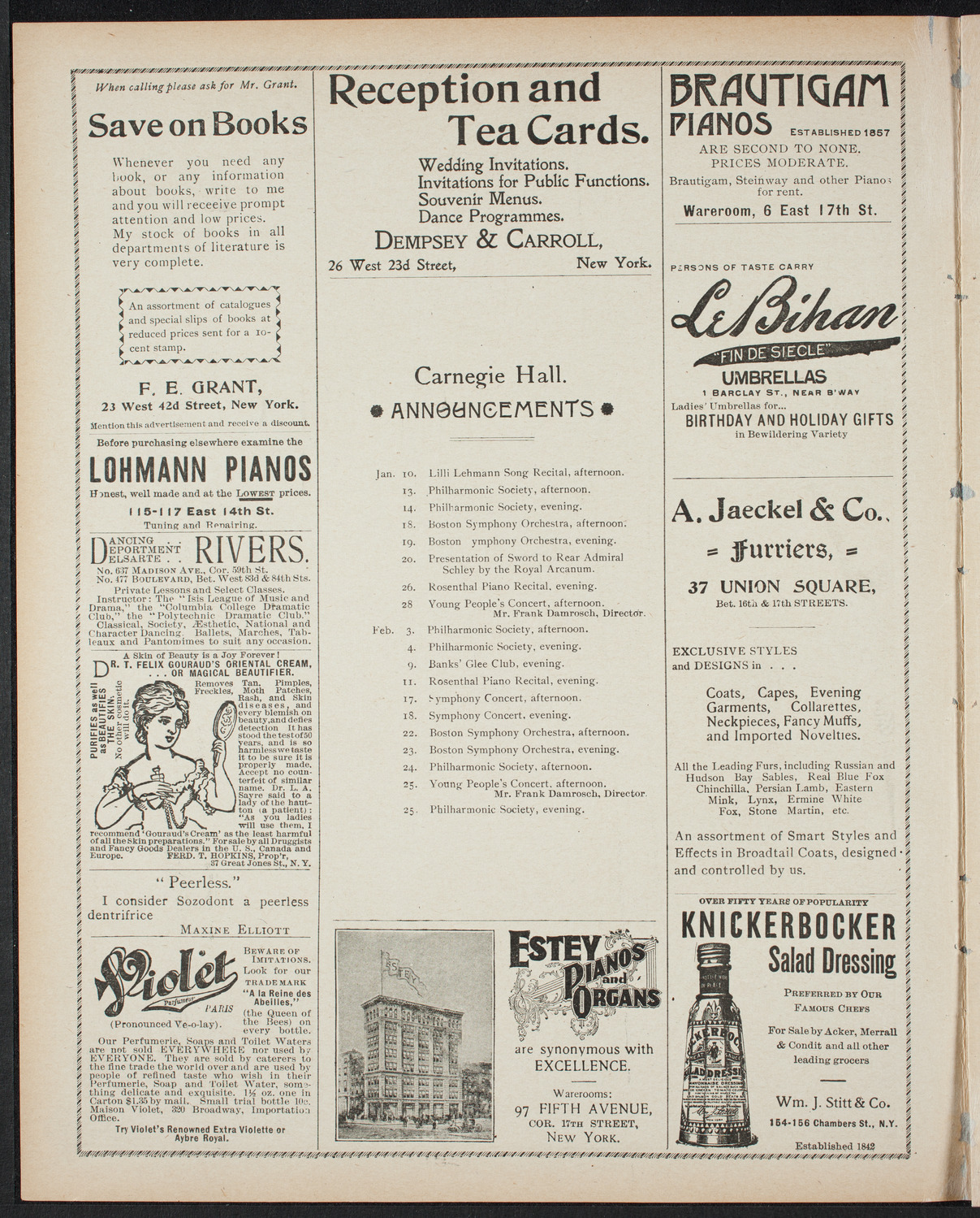 Paur Symphony Orchestra, January 7, 1899, program page 2