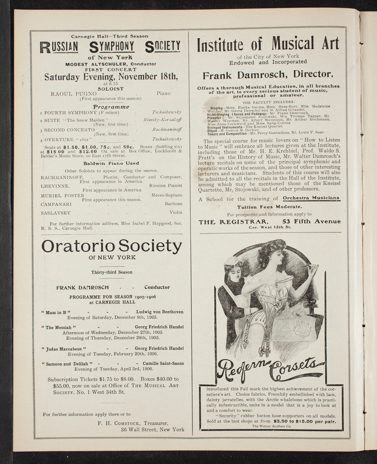 Marcella Sembrich, Soprano, November 14, 1905, program page 2