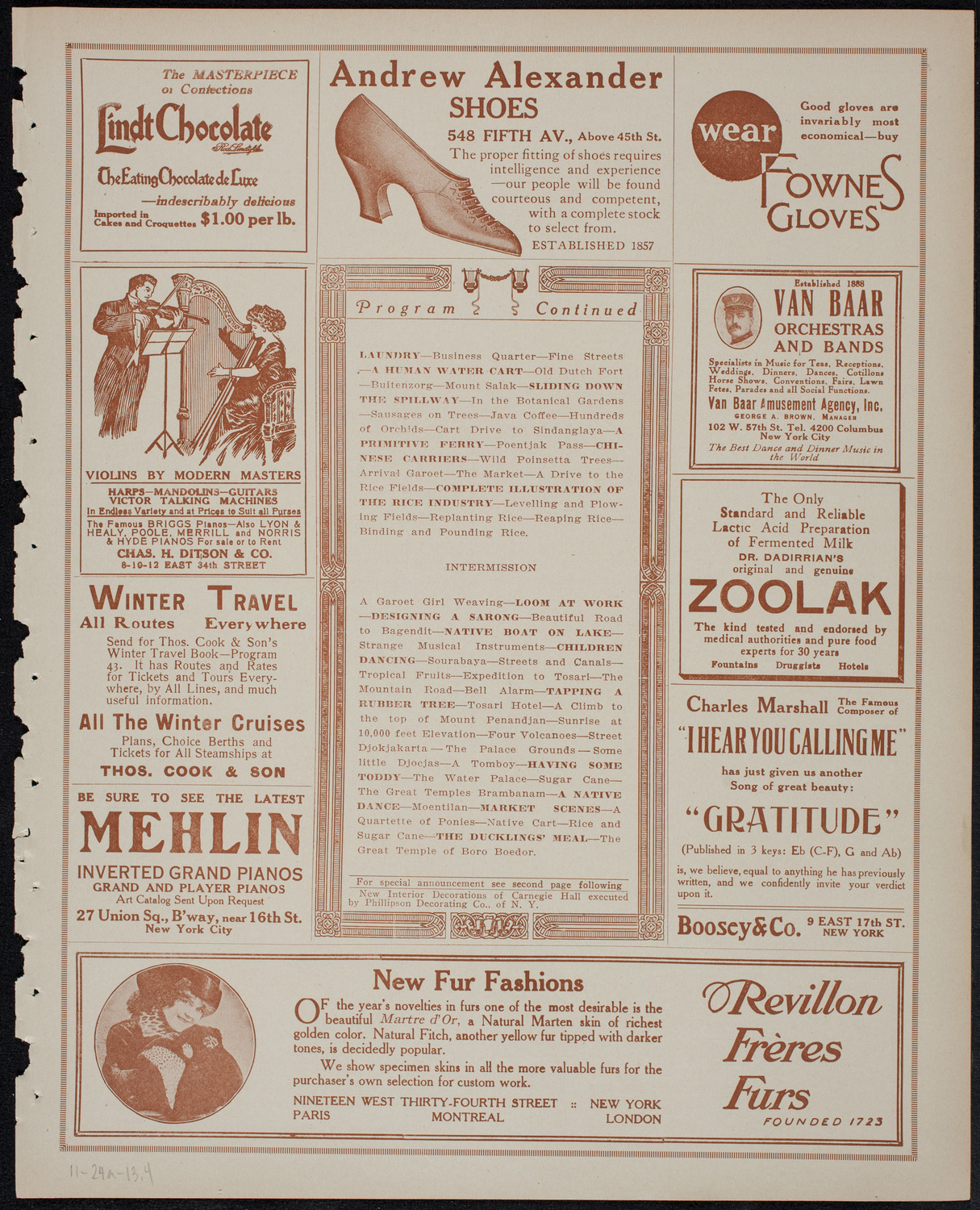 Elmendorf Lecture: Java, November 24, 1913, program page 7