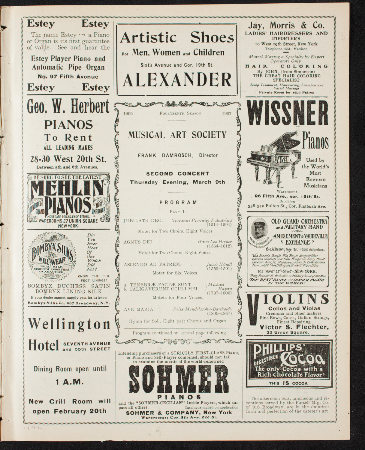 Musical Art Society of New York, March 7, 1907, program page 5