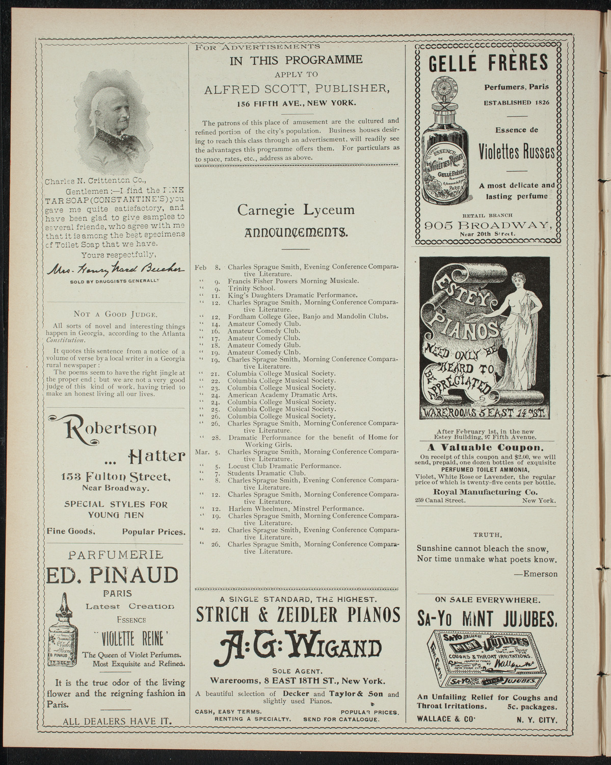 Club Lirica-Dramatico Cubano, February 5, 1898, program page 2