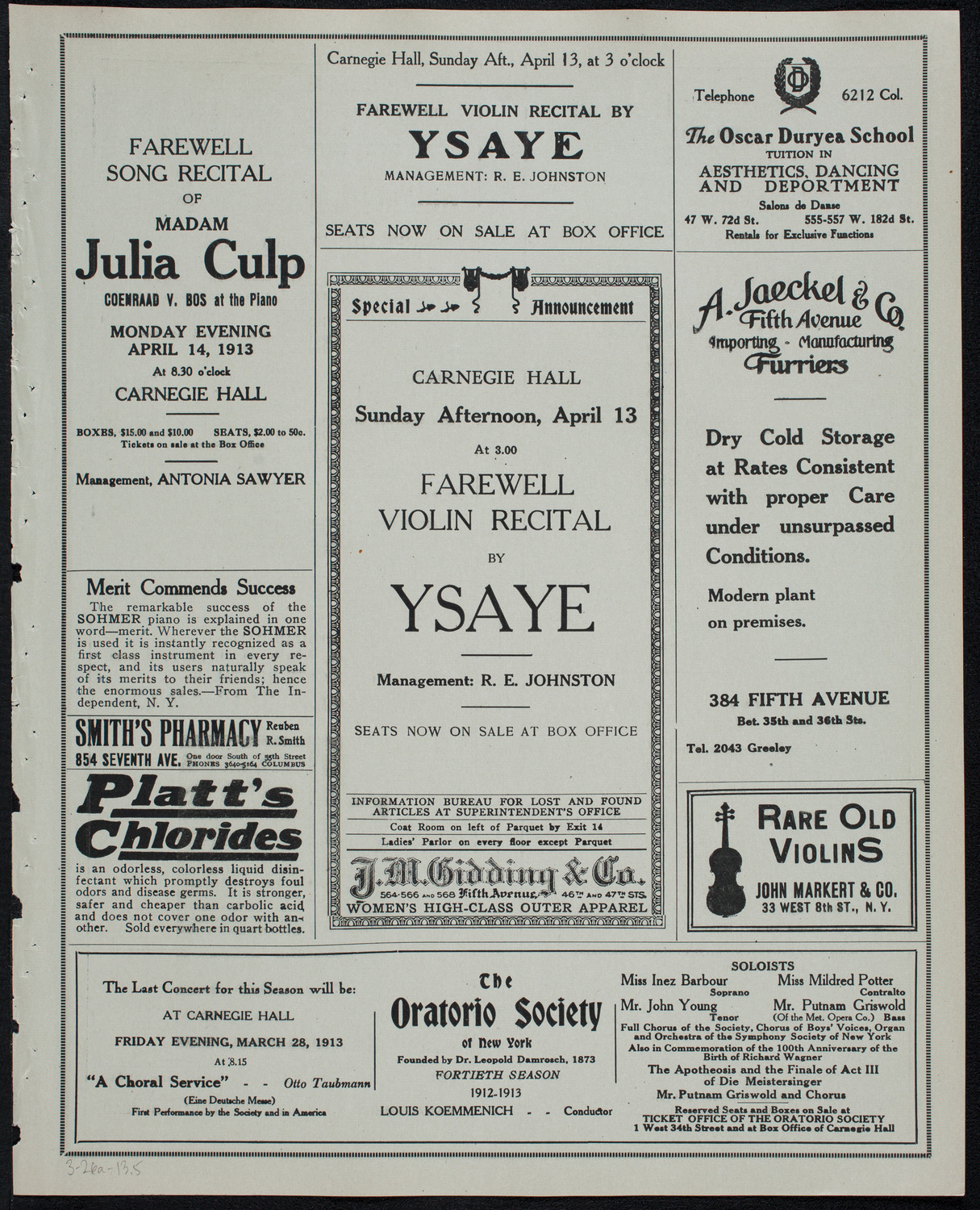 Ernest Schelling, Piano, March 26, 1913, program page 9
