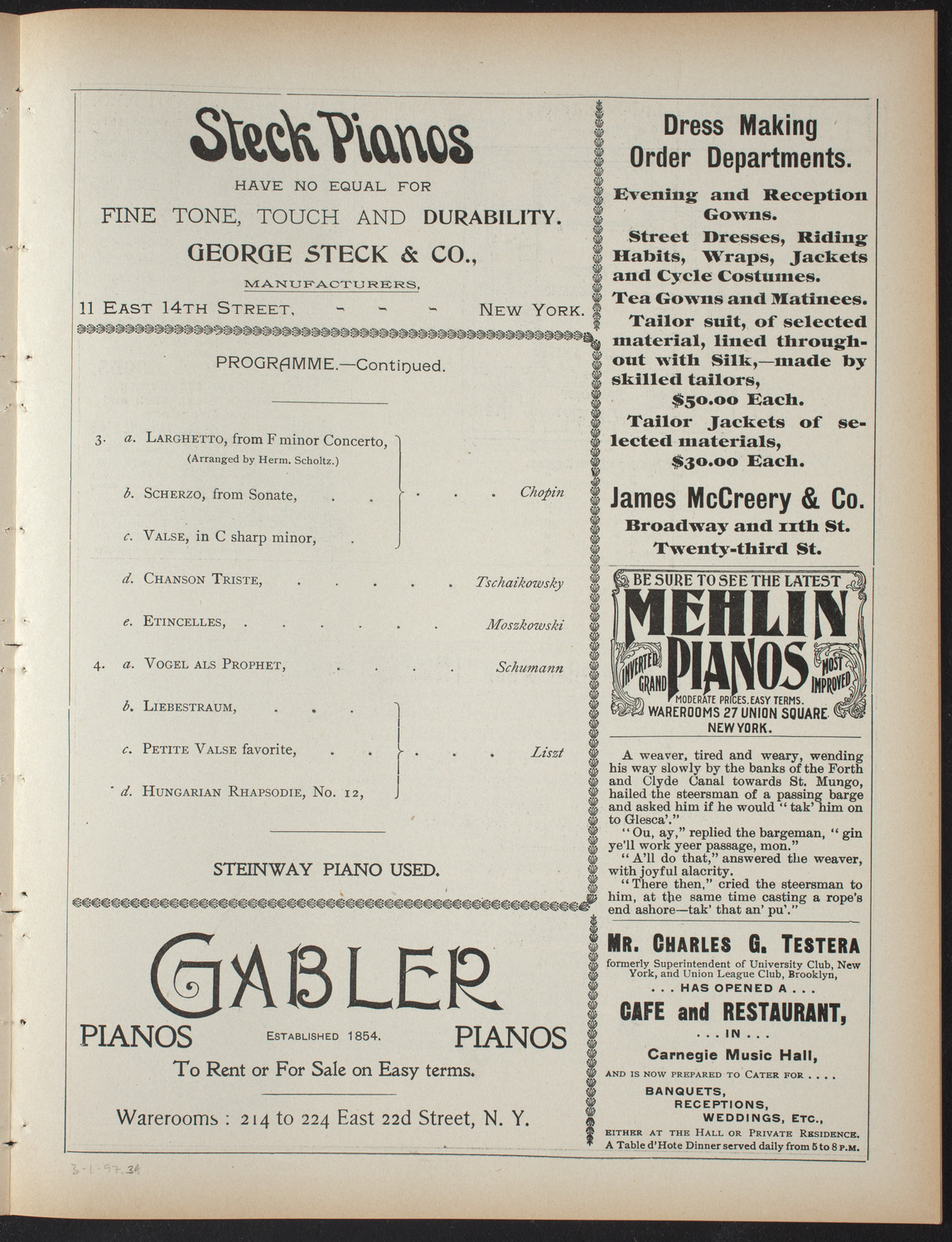 William H. Barber, March 1, 1897, program page 5