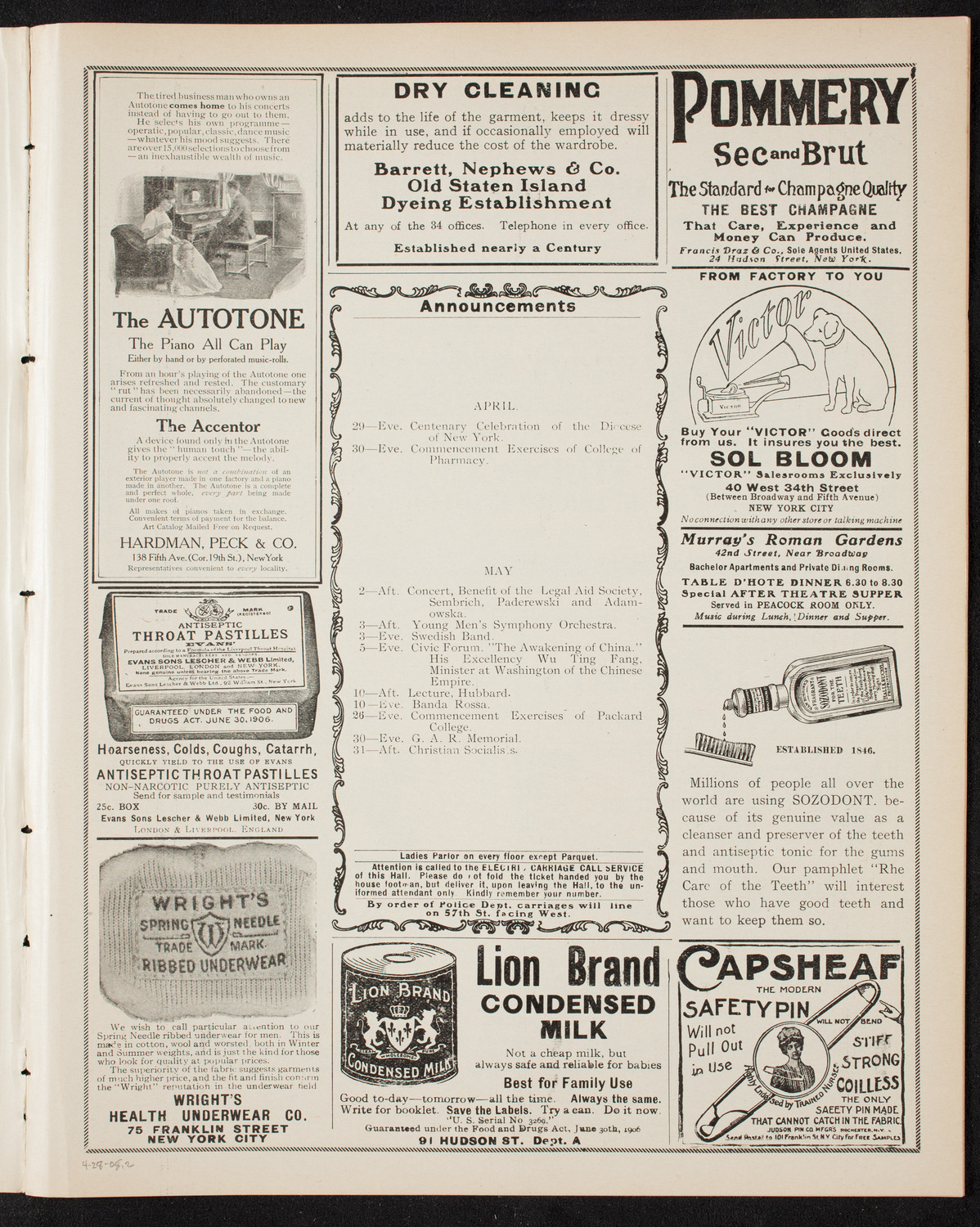 The Civic Forum, April 28, 1908, program page 3