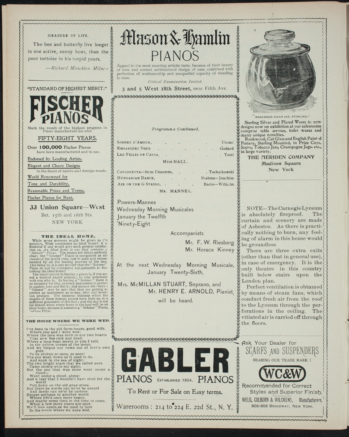 Powers-Mannes Wednesday Morning Musicale, January 12, 1898, program page 6