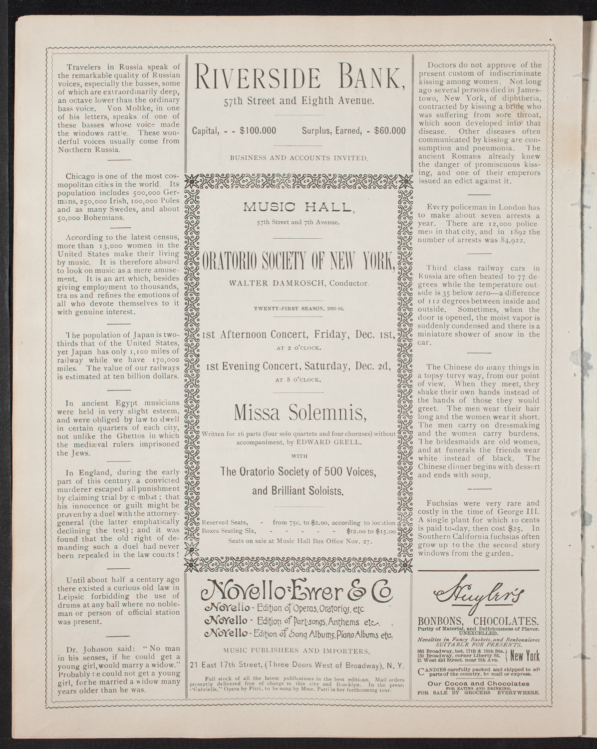 New York Symphony Orchestra, November 11, 1893, program page 6