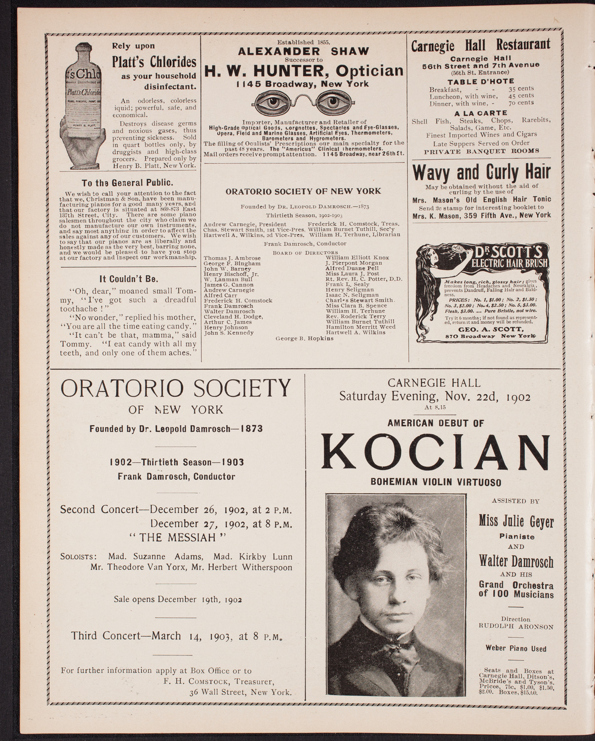 Oratorio Society of New York, November 17, 1902, program page 2