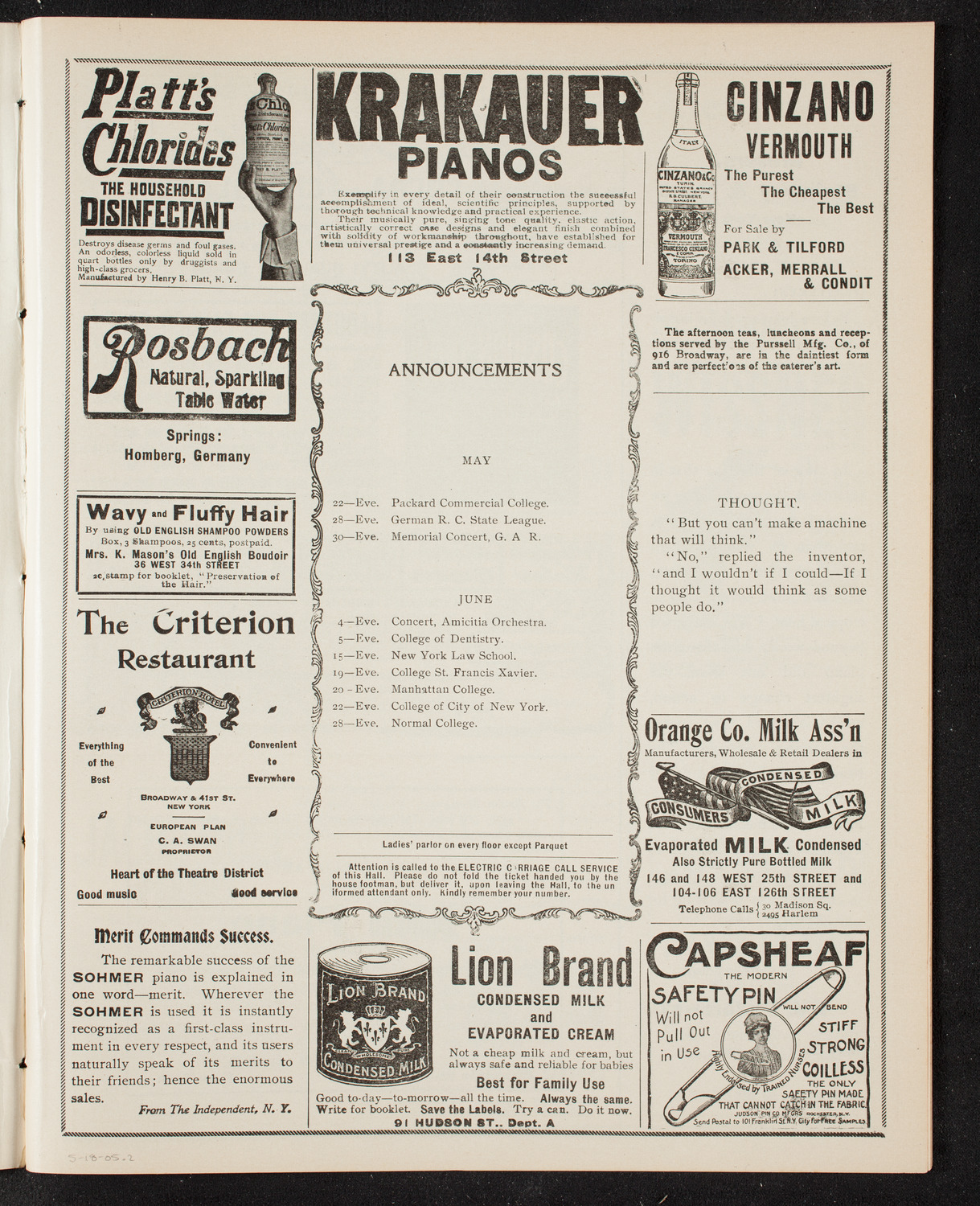 Christiana University Norwegian Student Chorus, May 18, 1905, program page 3