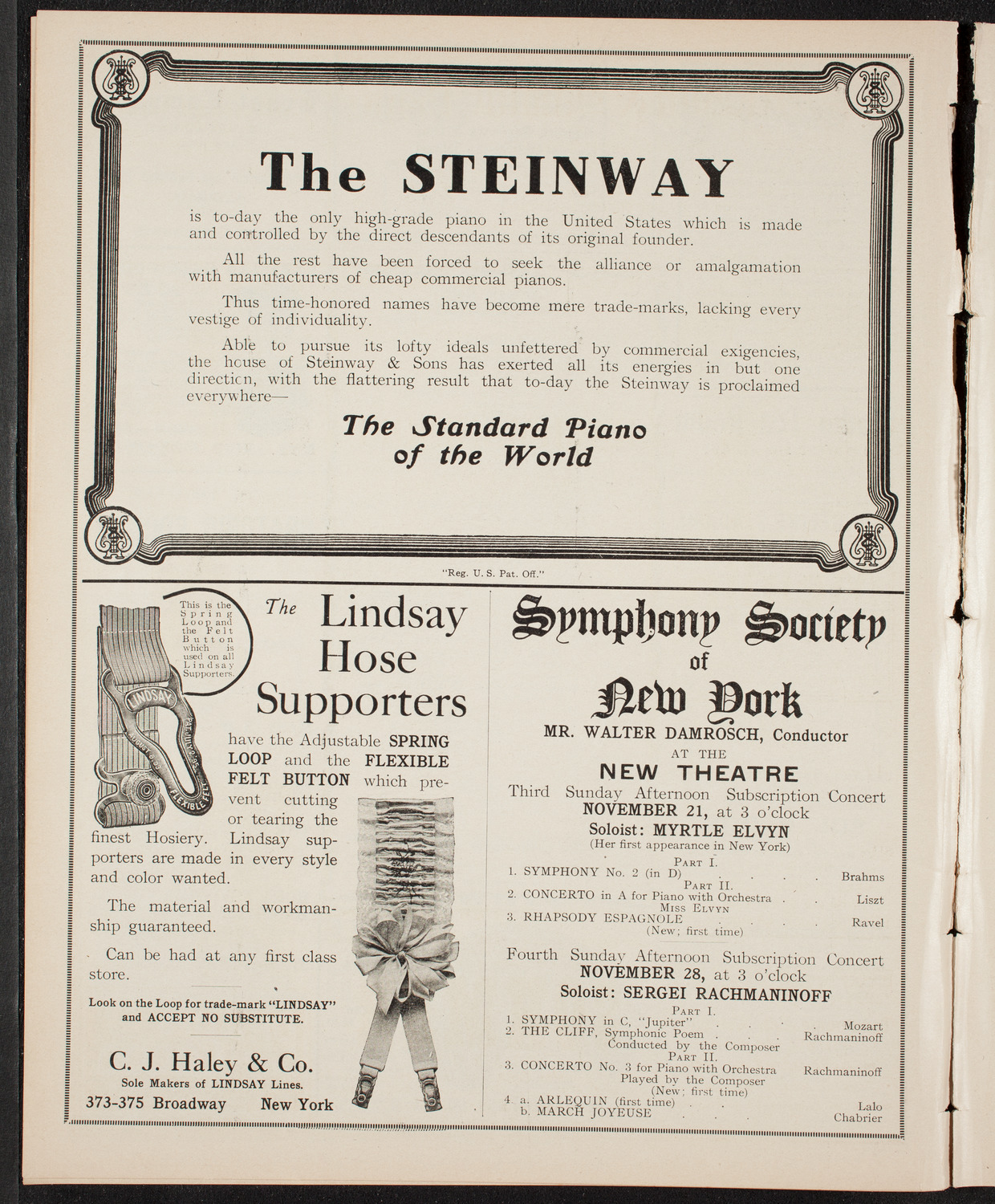 Sergei Rachmaninoff, Piano, November 20, 1909, program page 4