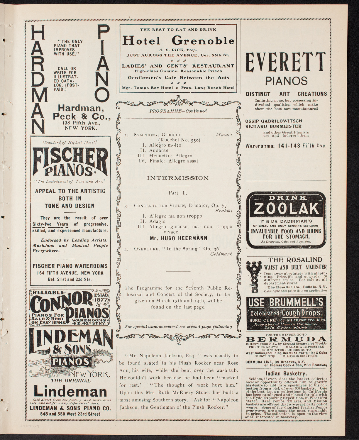 New York Philharmonic, February 13, 1903, program page 7