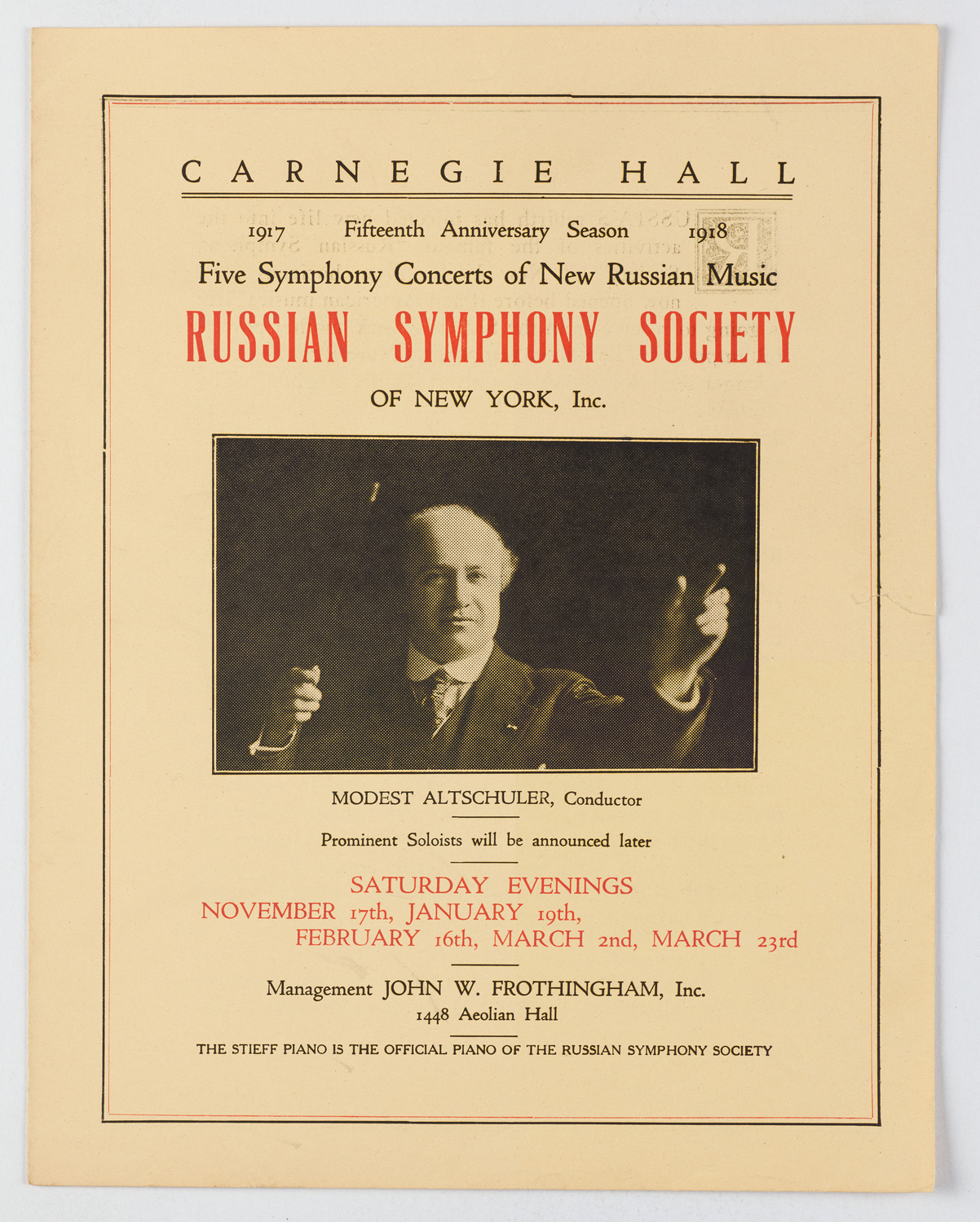 Russian Symphony Society of New York, 1917-1918