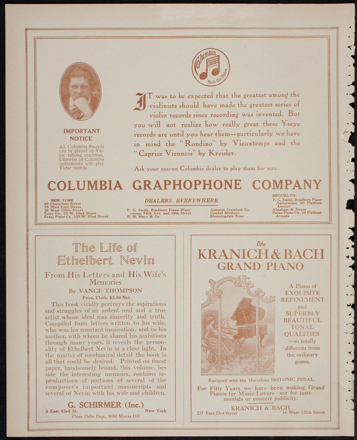 Jeanne Jomelli, Soprano, and William Hinshaw, Baritone, December 28, 1913, program page 6