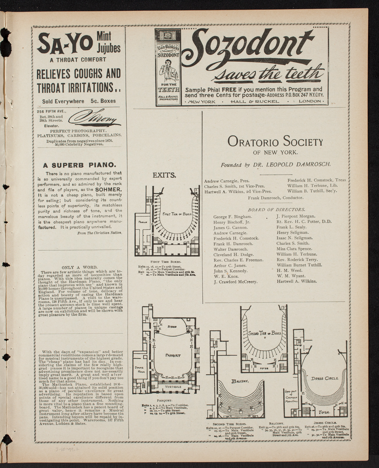 Paur Symphony Orchestra, March 10, 1899, program page 3