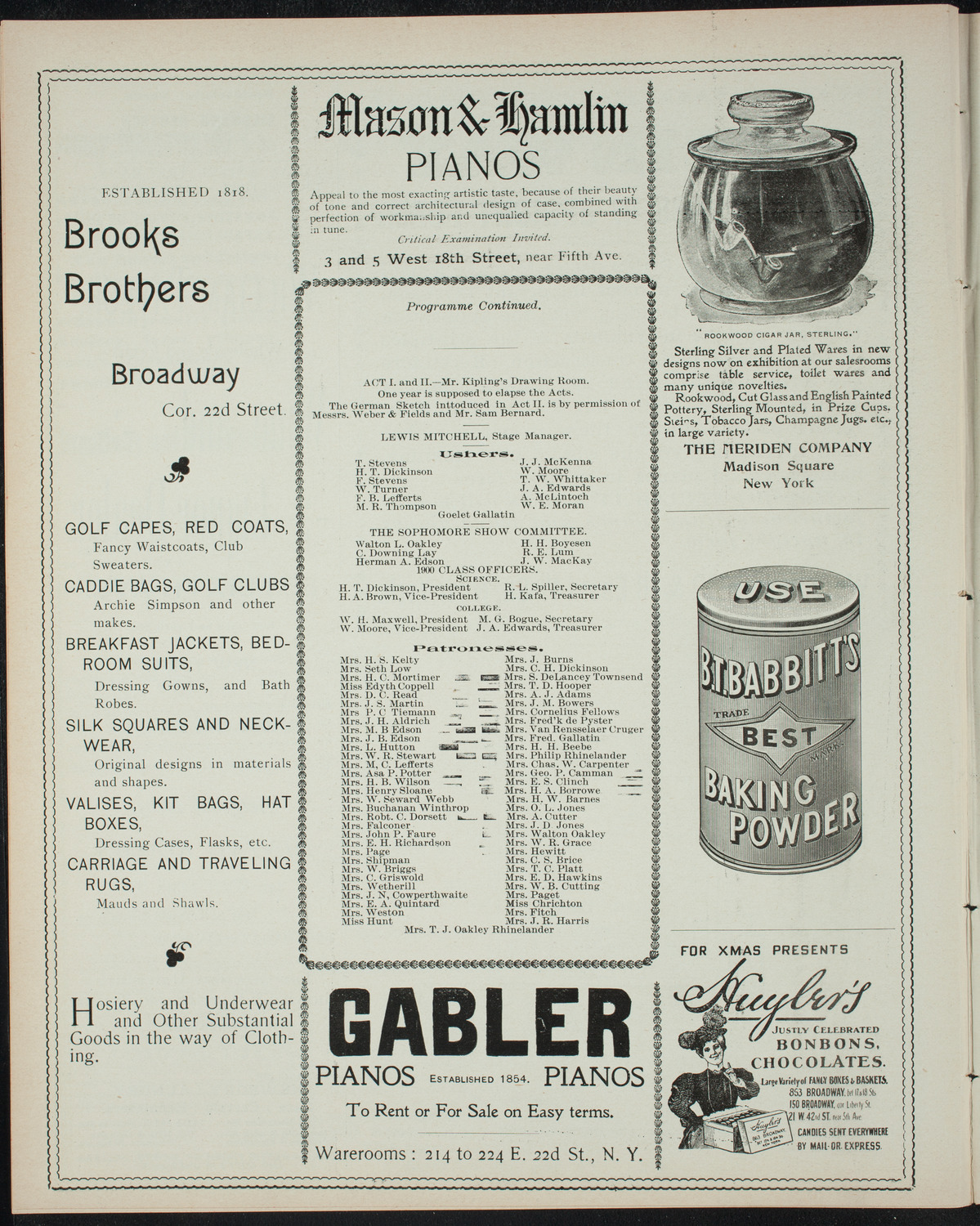 Columbia University Sophomore Class, December 21, 1897, program page 6