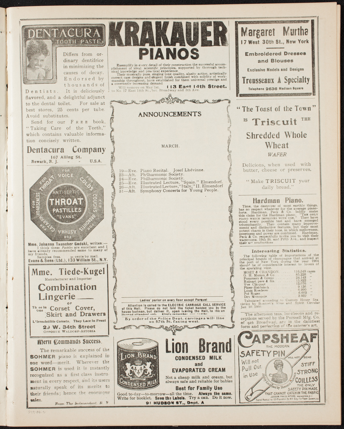 Elmendorf Lecture: Northern Italy, March 19, 1906, program page 3