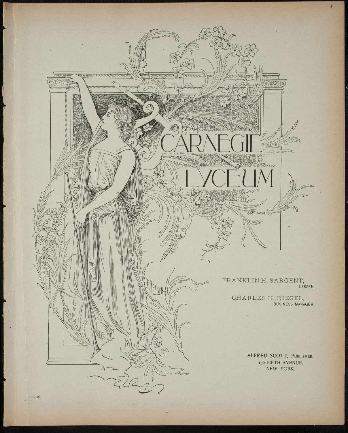 Townsend H. Fellows, January 19, 1899, program page 1