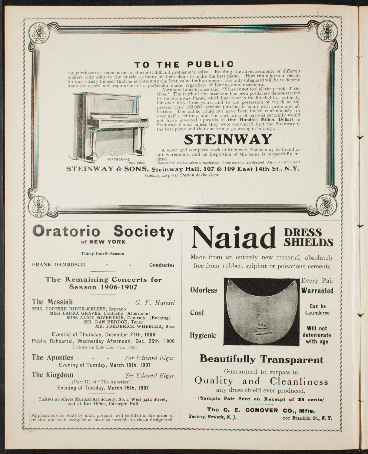 Musical Art Society of New York, December 13, 1906, program page 4