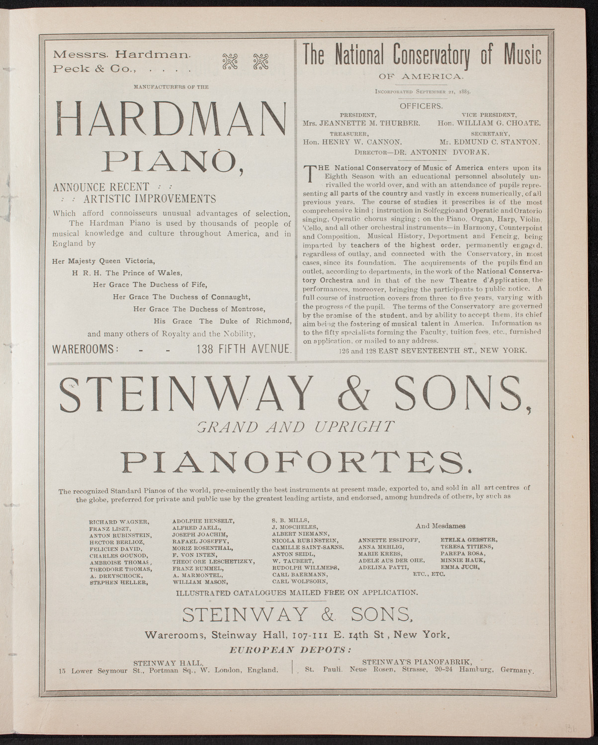 Damrosch Sunday Concert, December 25, 1892, program page 5