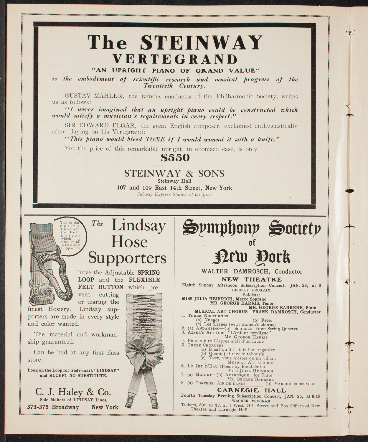 Maud Allan with The Russian Symphony Orchestra, January 20, 1910, program page 4