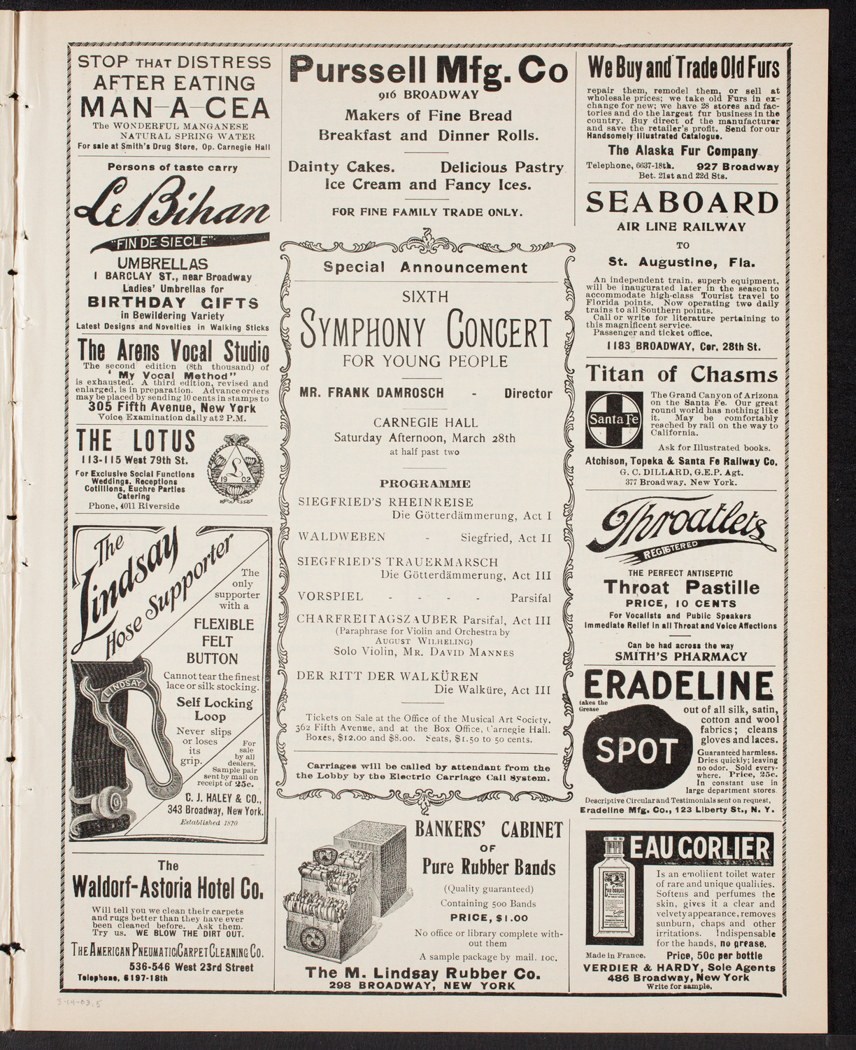 New York Philharmonic, March 14, 1903, program page 9