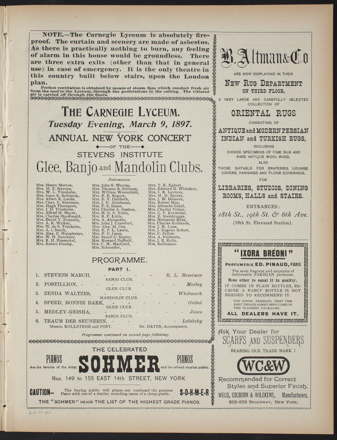 Stevens Institute Glee, Banjo, and Mandolin Clubs, March 9, 1897, program page 3