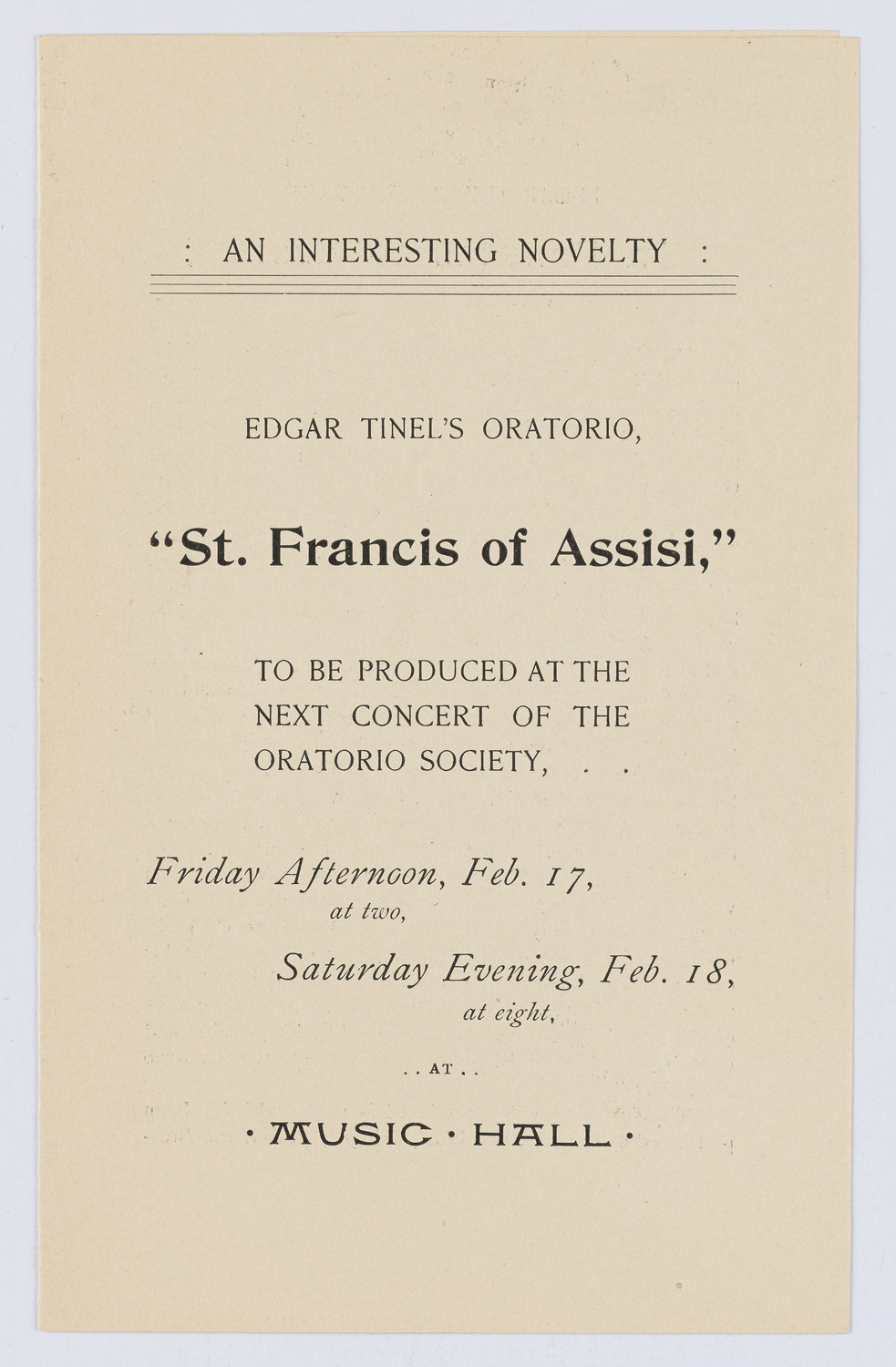 Oratorio Society of New York, March 1893