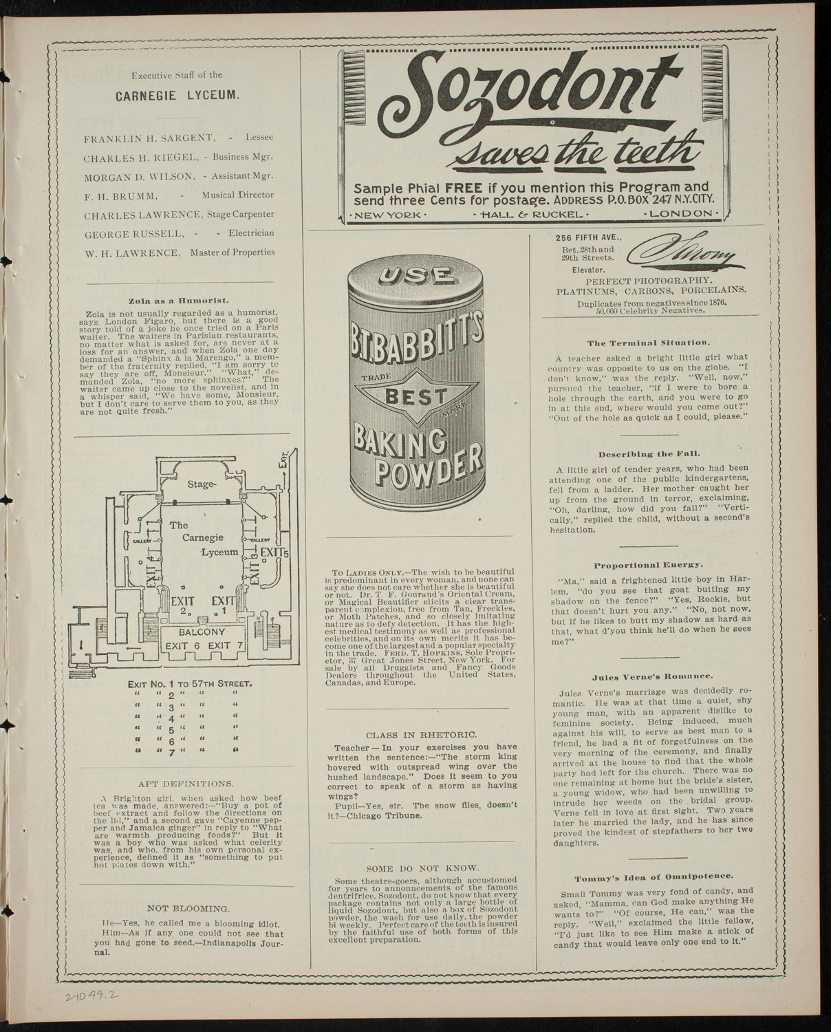 Amateur Comedy Club, February 10, 1899, program page 3