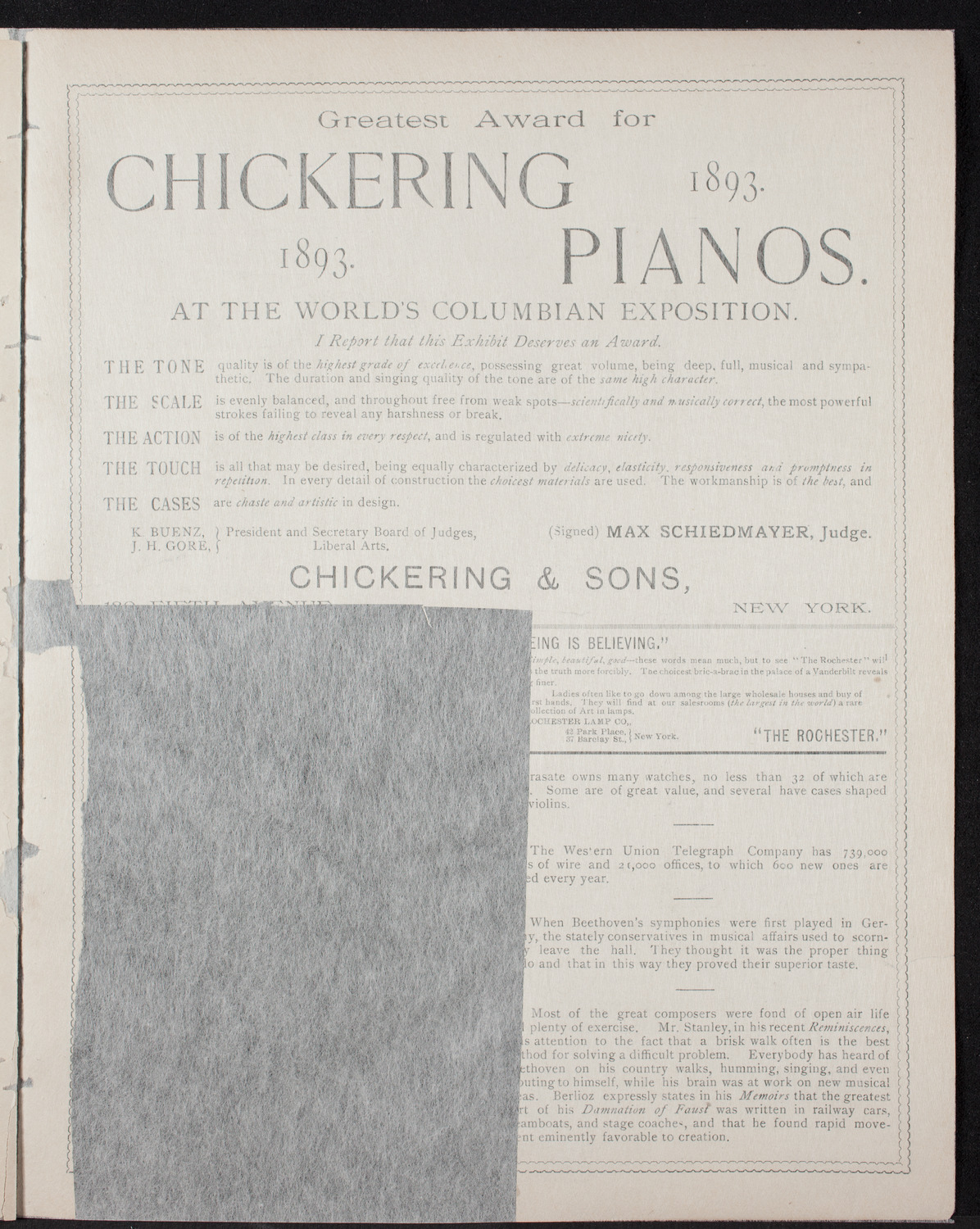 New York Philharmonic, November 18, 1893, program page 7