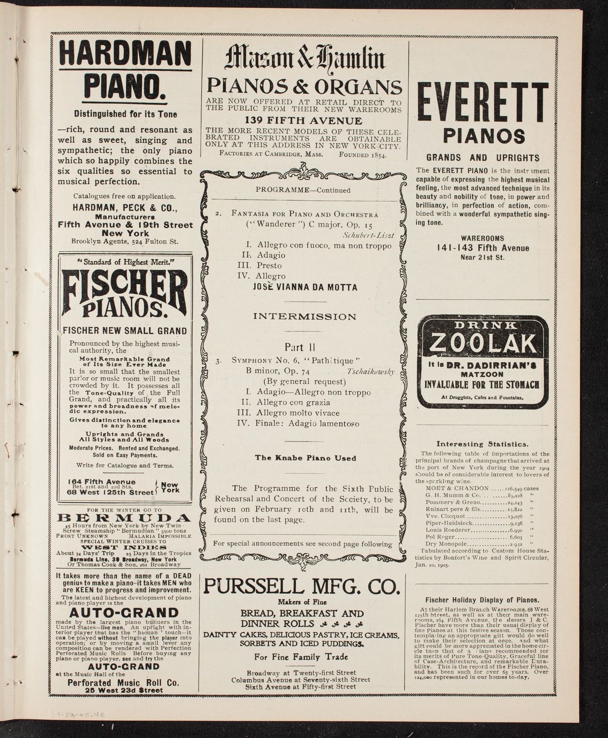 New York Philharmonic, January 28, 1905, program page 7