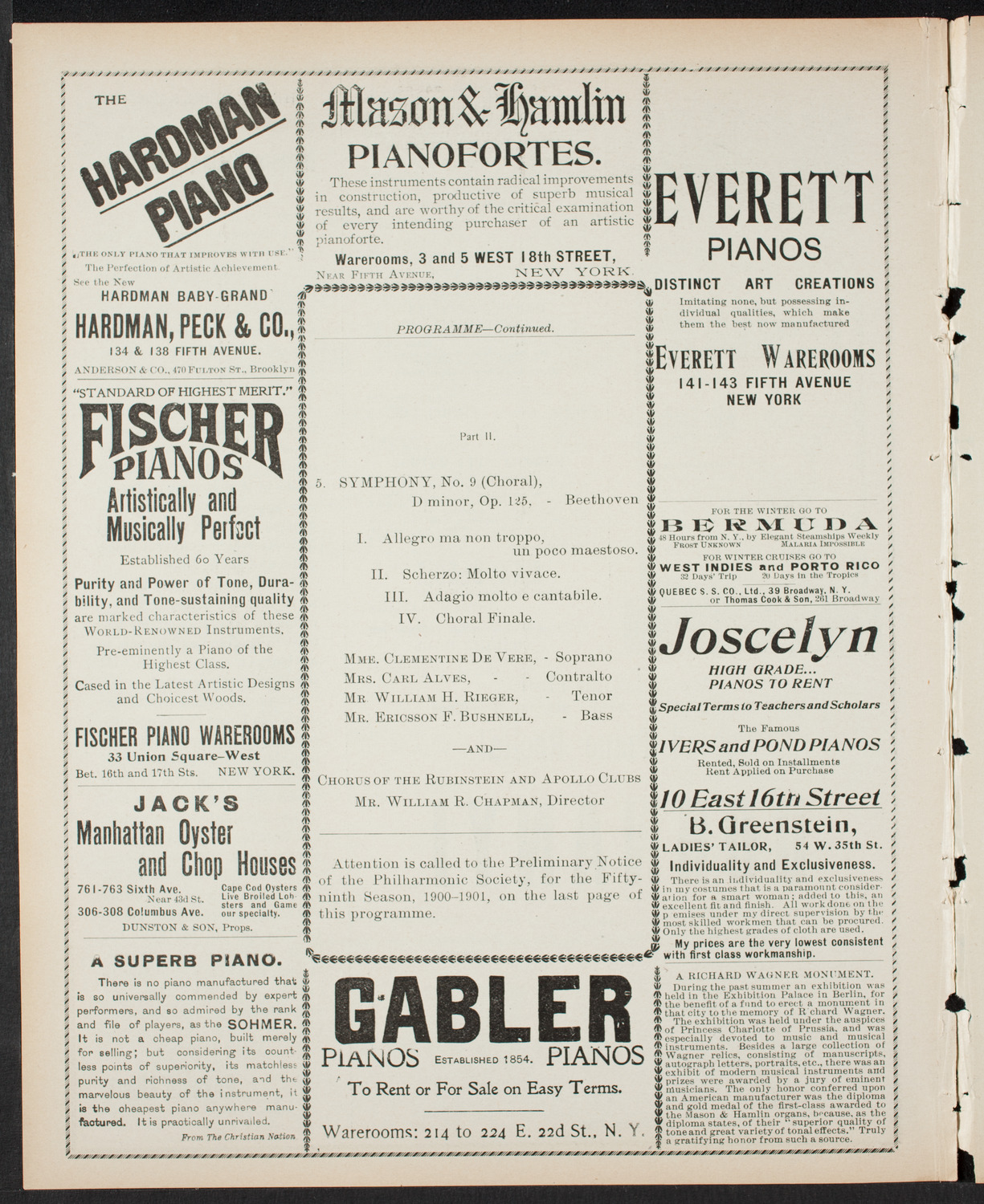 New York Philharmonic, April 6, 1900, program page 6