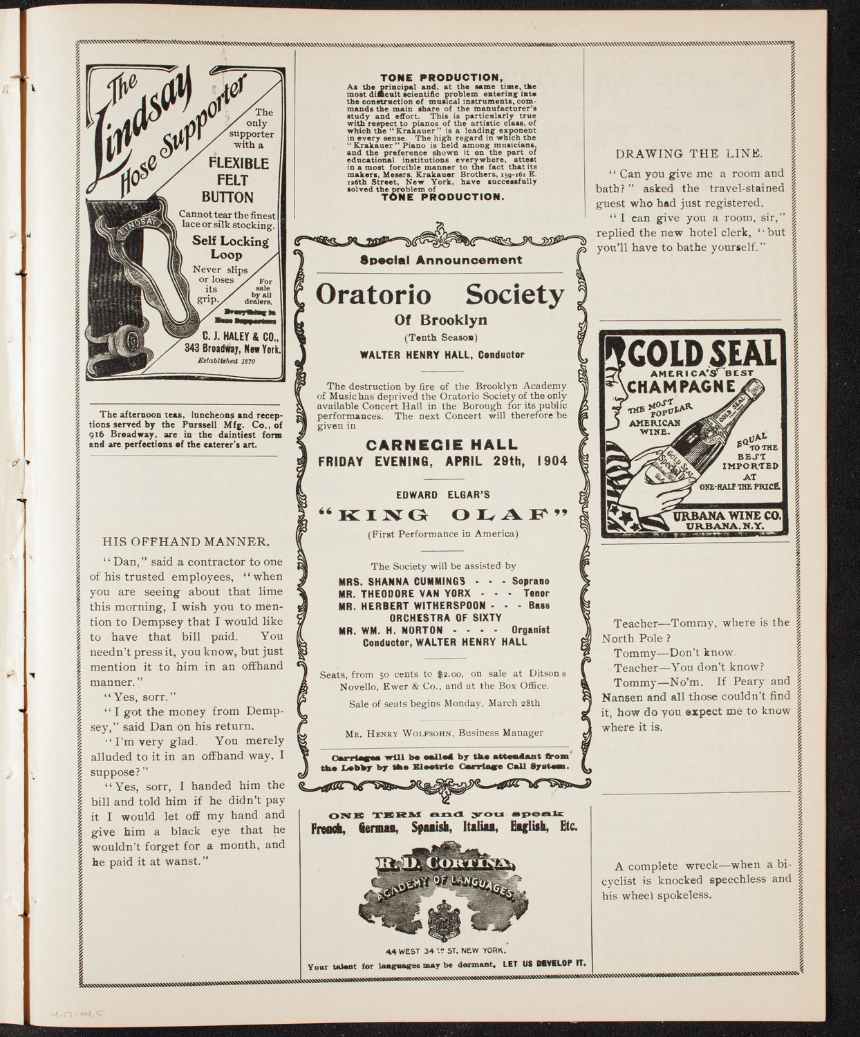 Alfred Reisenauer, Piano, April 17, 1904, program page 9