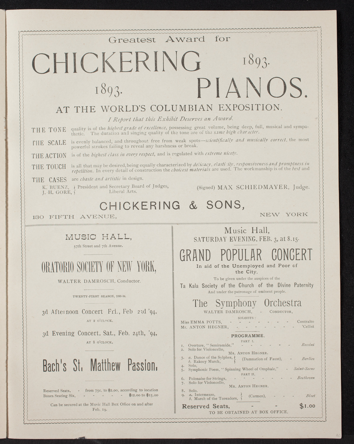 Boston Symphony Orchestra, January 11, 1894, program page 7