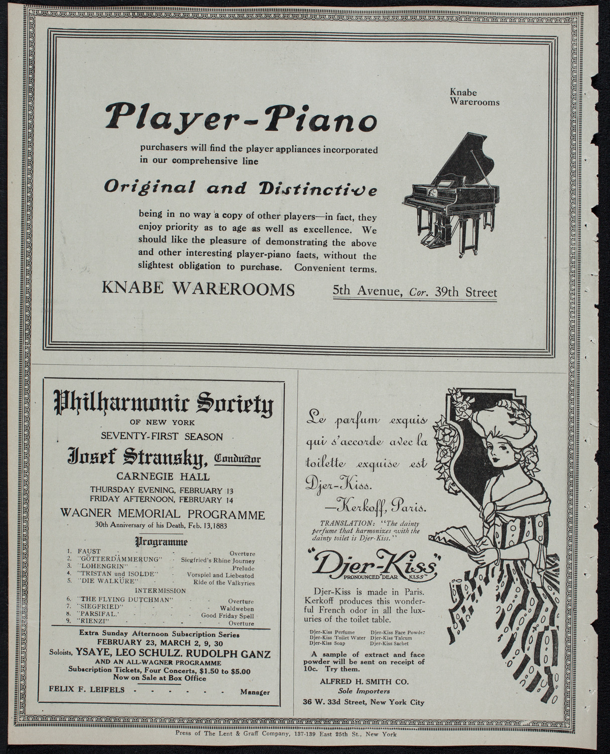 New York Philharmonic, February 9, 1913, program page 12