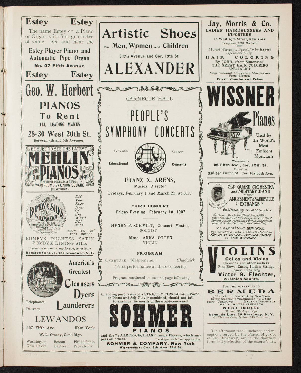 People's Symphony Concert, February 1, 1907, program page 5