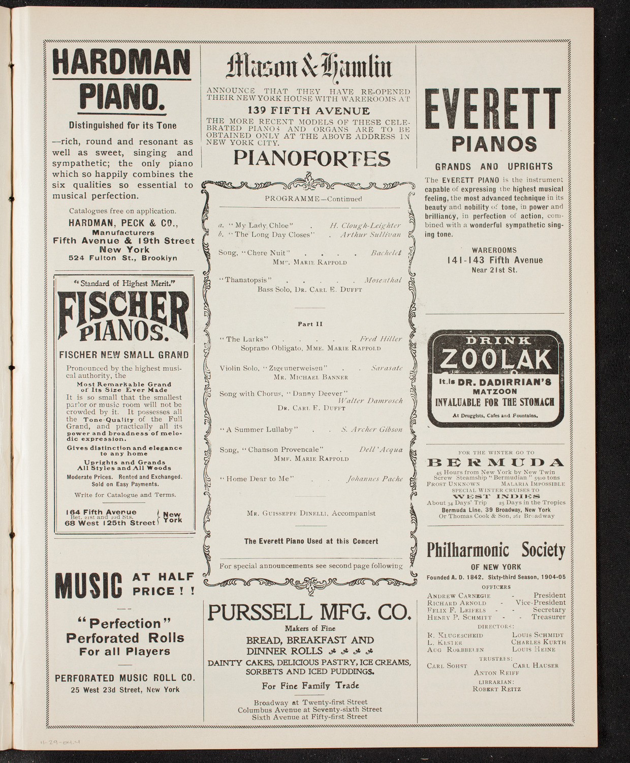 New York Banks' Glee Club, November 29, 1904, program page 7