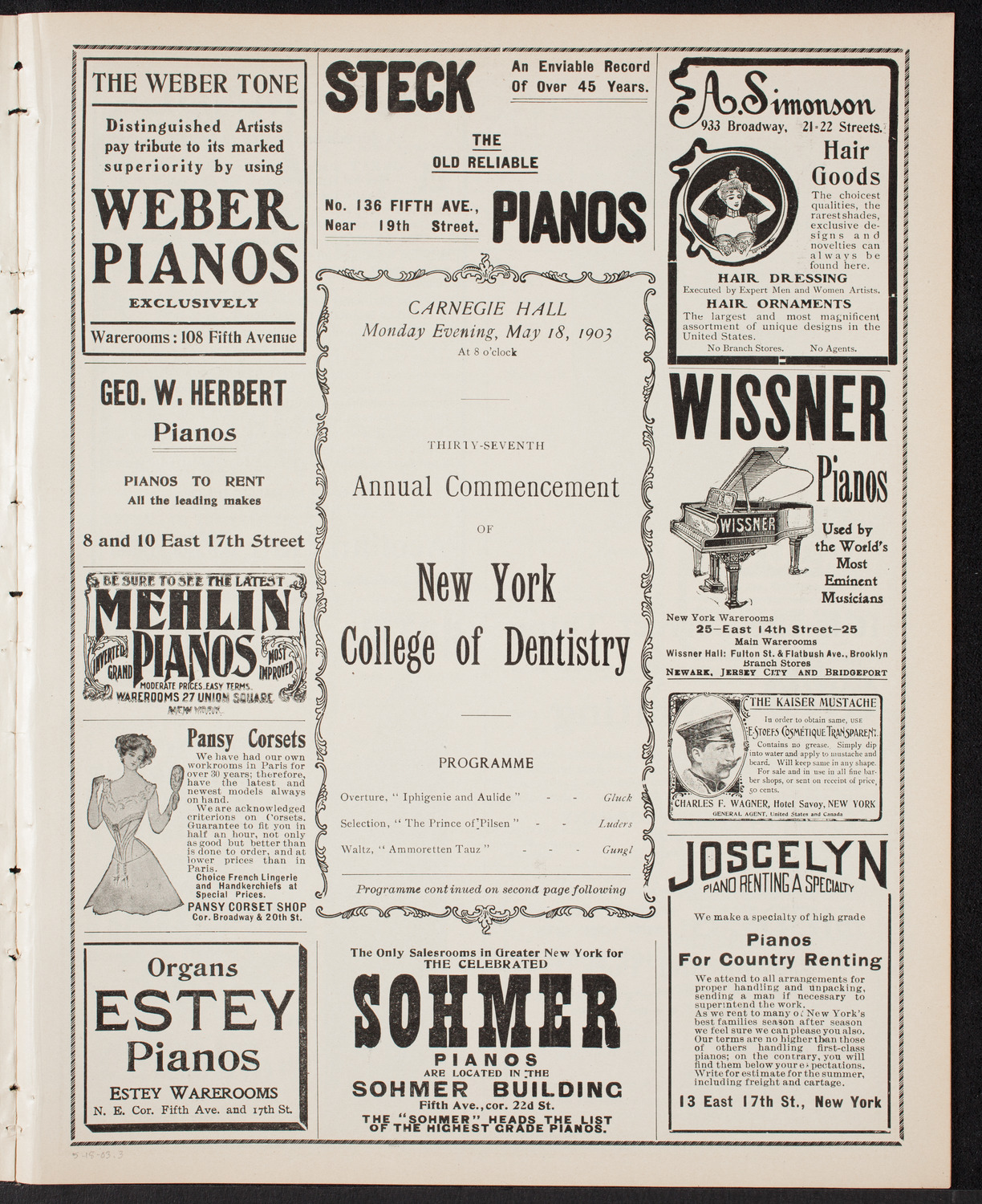 Graduation: New York College of Dentistry, May 18, 1903, program page 5