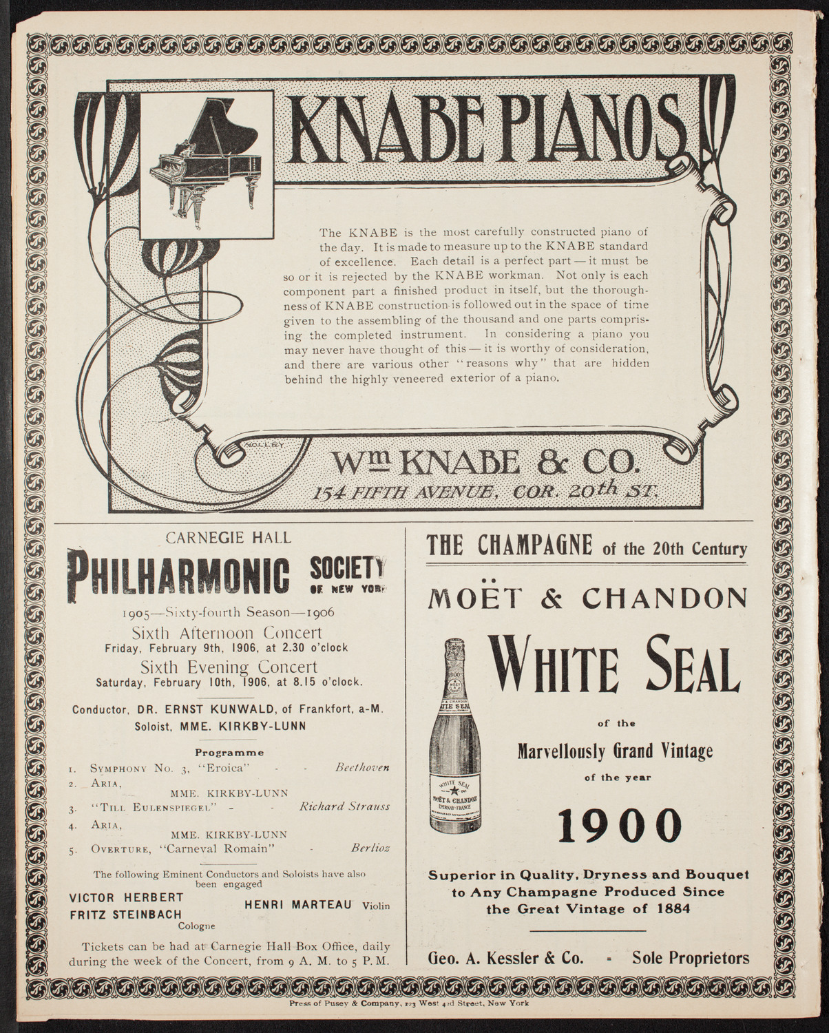New York Symphony Orchestra, February 4, 1906, program page 12