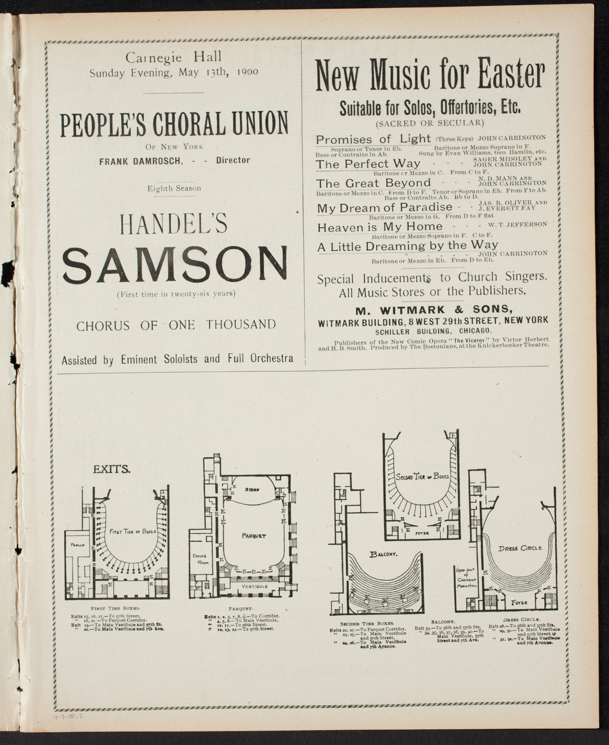 New York Philharmonic, April 7, 1900, program page 3