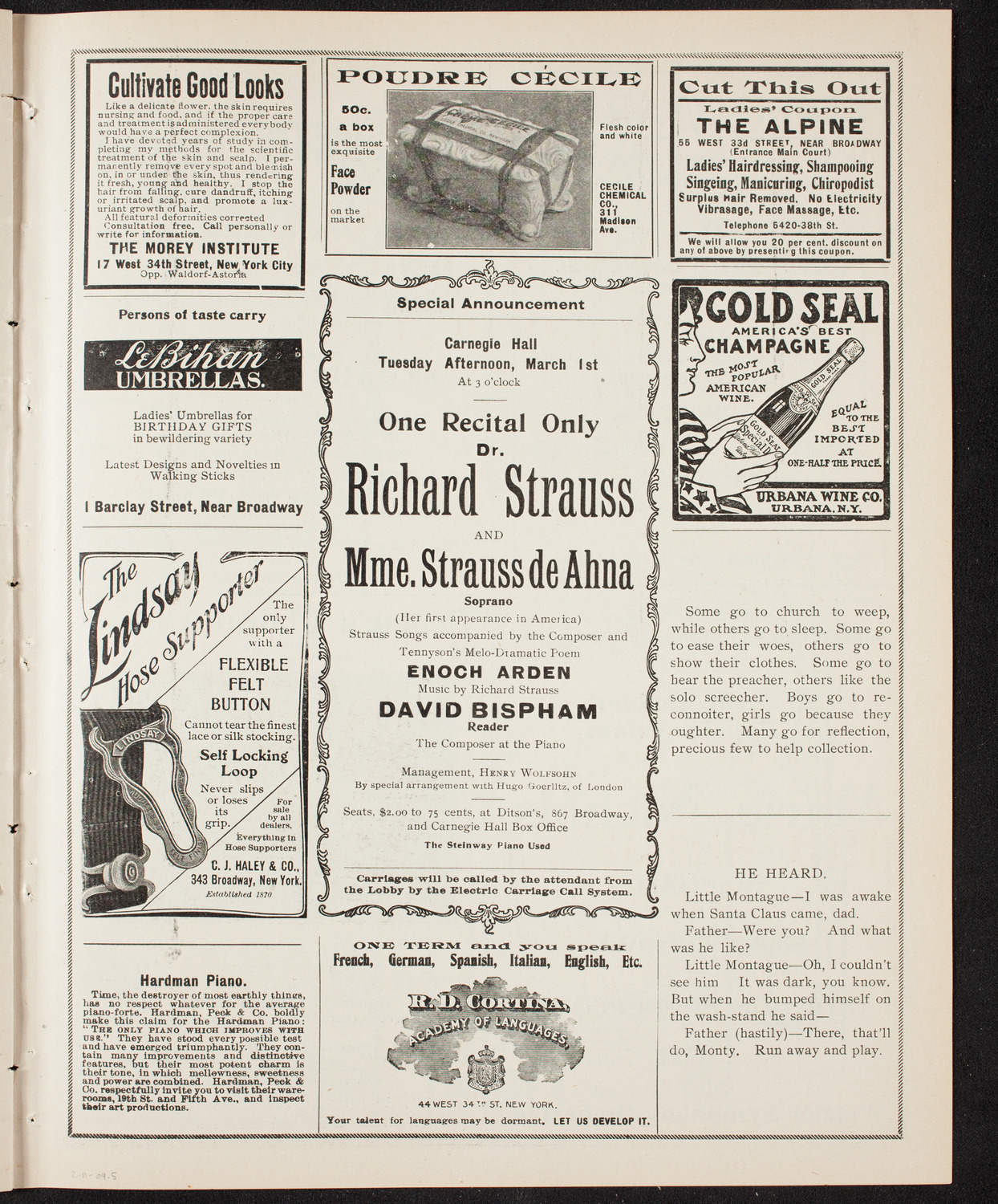 New York Banks' Glee Club, February 11, 1904, program page 9