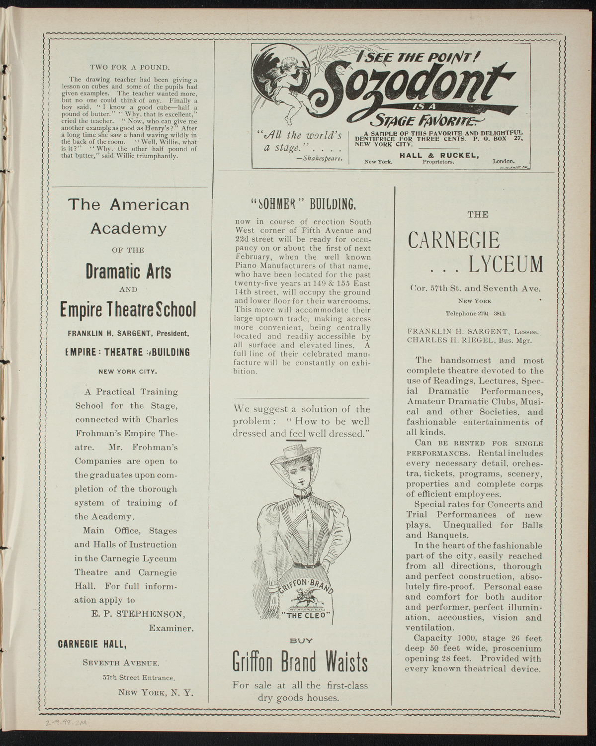 Powers-Mannes Wednesday Morning Musicale, February 9, 1898, program page 3