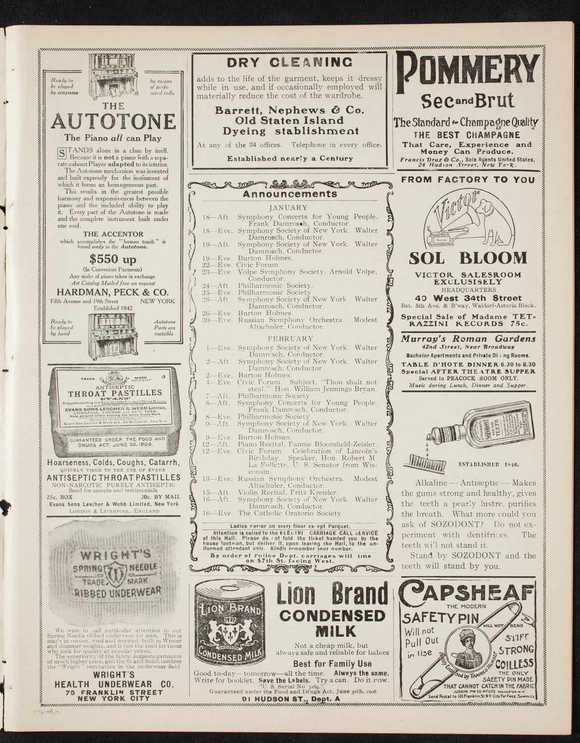 Russian Symphony Society of New York, January 16, 1908, program page 3