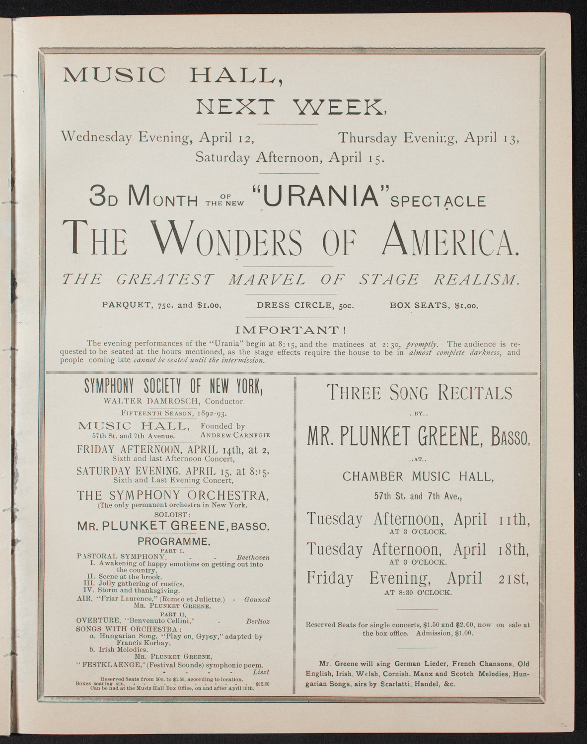Ignacy Jan Paderewski, Piano, with the New York Symphony Orchestra, April 8, 1893, program page 7
