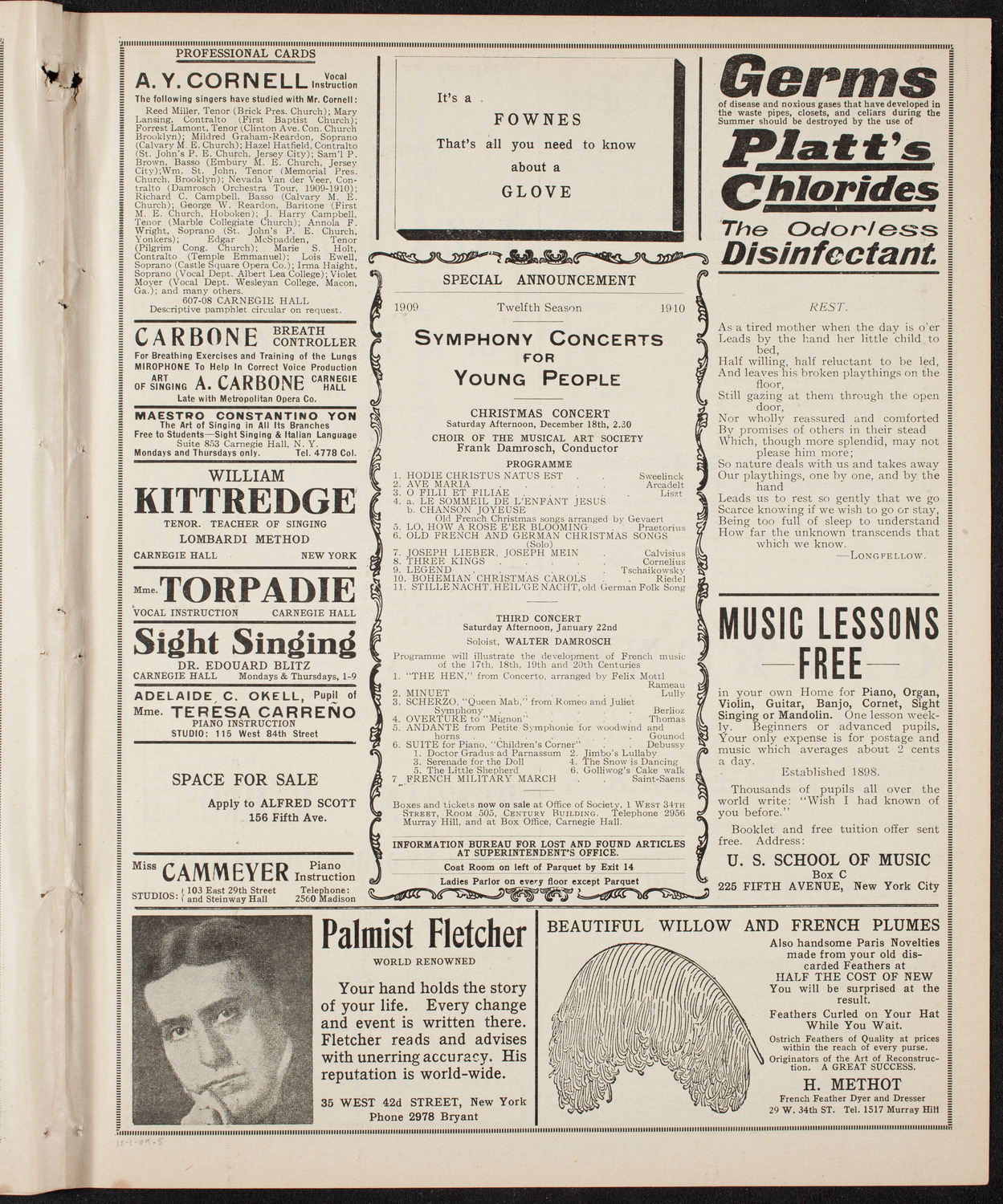 Oratorio Society of New York, December 1, 1909, program page 9