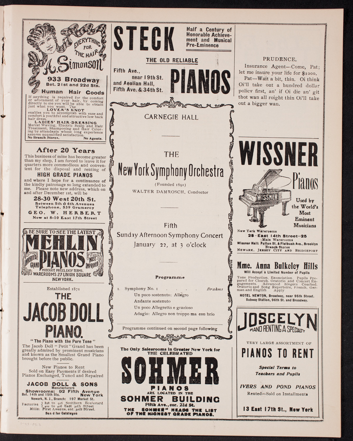New York Symphony Orchestra, January 22, 1905, program page 5