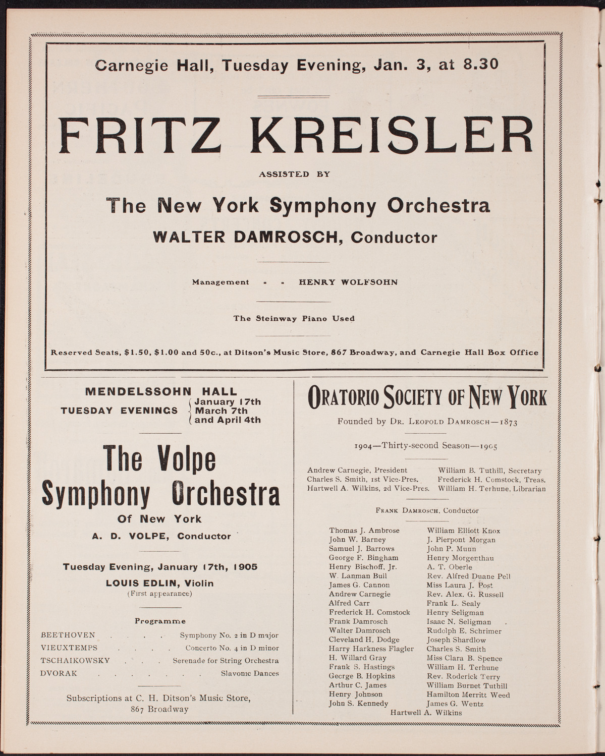 Oratorio Society of New York, December 30, 1904, program page 10