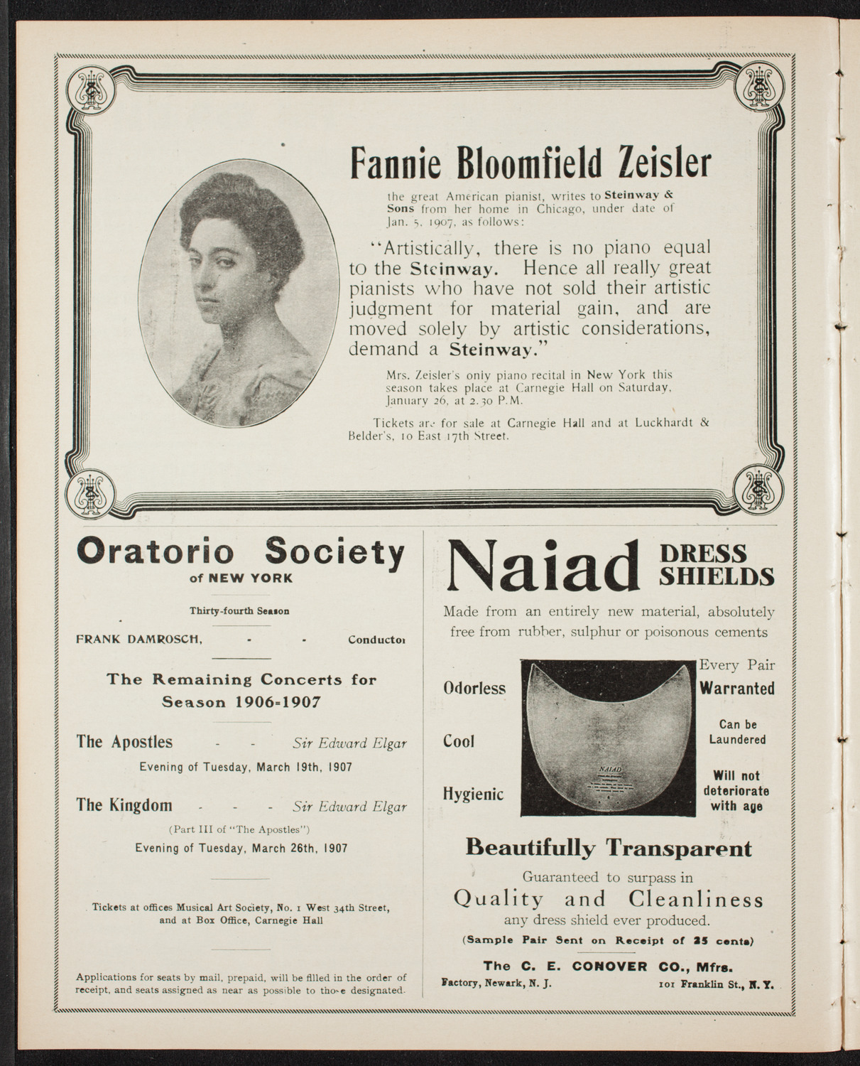 Raphael Kellert with New York Symphony Orchestra, January 22, 1907, program page 4